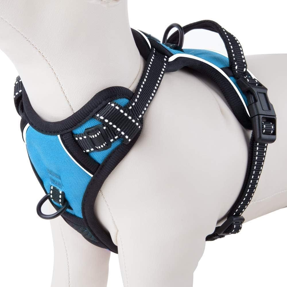 PHOEPET No Pull Dog Harness Medium Reflective Front Clip Vest with Handle,Adjustable 2 Metal Rings 2 Buckles(M, Grey) Animals & Pet Supplies > Pet Supplies > Dog Supplies > Dog Apparel PHOEPET Blue XS 