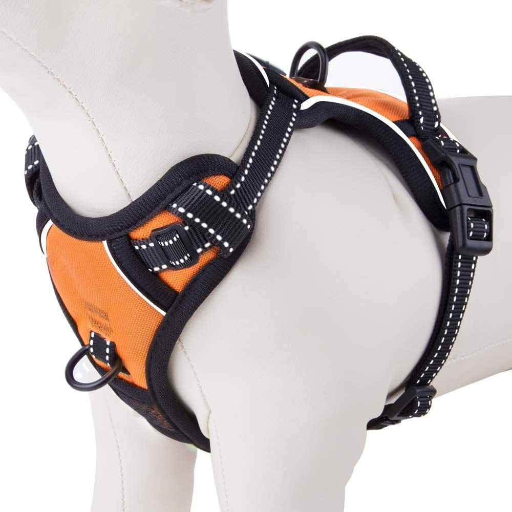 PHOEPET No Pull Dog Harness Medium Reflective Front Clip Vest with Handle,Adjustable 2 Metal Rings 2 Buckles(M, Grey) Animals & Pet Supplies > Pet Supplies > Dog Supplies > Dog Apparel PHOEPET Orange XS 