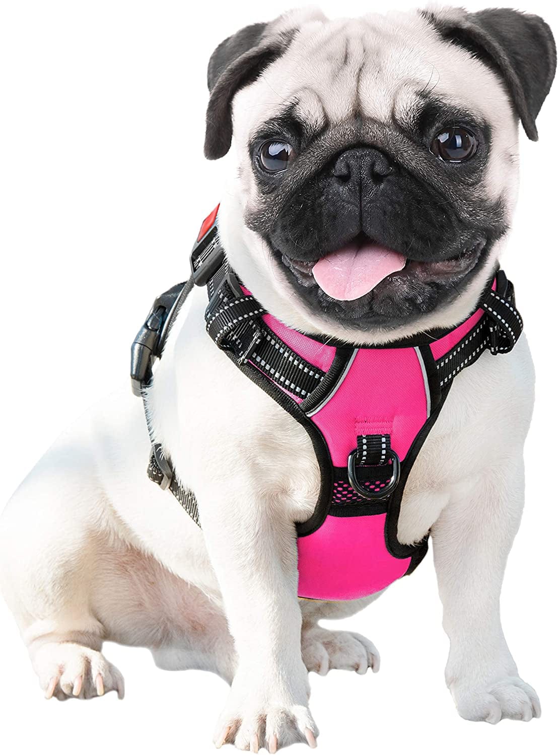 PHOEPET No Pull Dog Harness Medium Reflective Front Clip Vest with Handle,Adjustable 2 Metal Rings 3 Buckles,[Easy to Put on & Take Off](M, Pink) Animals & Pet Supplies > Pet Supplies > Dog Supplies > Dog Apparel PHOEPET   