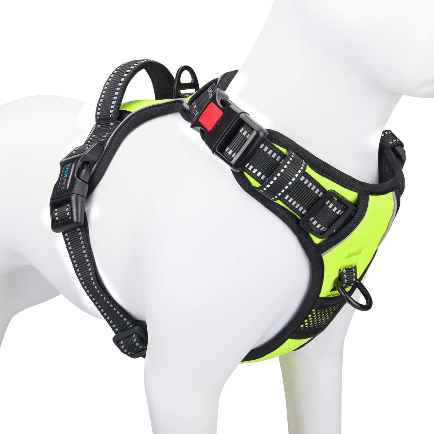 PHOEPET No Pull Dog Harness Medium Reflective Front Clip Vest with Handle,Adjustable 2 Metal Rings 3 Buckles,[Easy to Put on & Take Off](M, Pink) Animals & Pet Supplies > Pet Supplies > Dog Supplies > Dog Apparel PHOEPET Green XS 