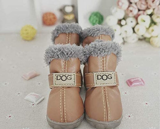 PIHAPPY Little Pet Waterpoof Winter Dog Boots Skidproof Soft Snow Winter Warm Anti-Slip Sole Paw Protectors Small Puppy Shoes 4PCS (XL, Brown) Animals & Pet Supplies > Pet Supplies > Dog Supplies > Dog Apparel PIHAPPY Brown XL 