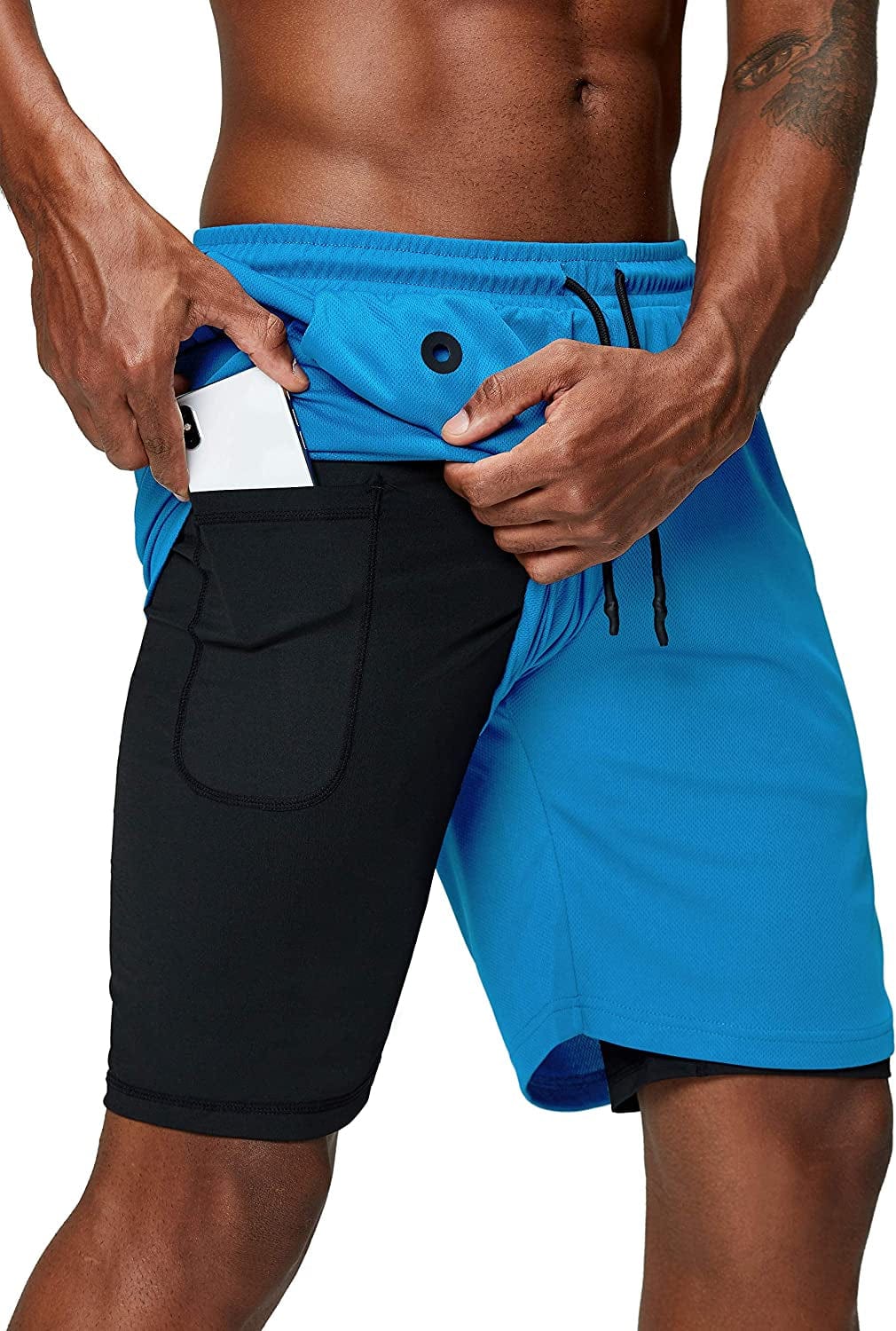 Pinkbomb Men'S 2 in 1 Running Shorts Gym Workout Quick Dry Mens Shorts with Phone Pocket Animals & Pet Supplies > Pet Supplies > Dog Supplies > Dog Apparel Pinkbomb Light Blue 3X-Large 