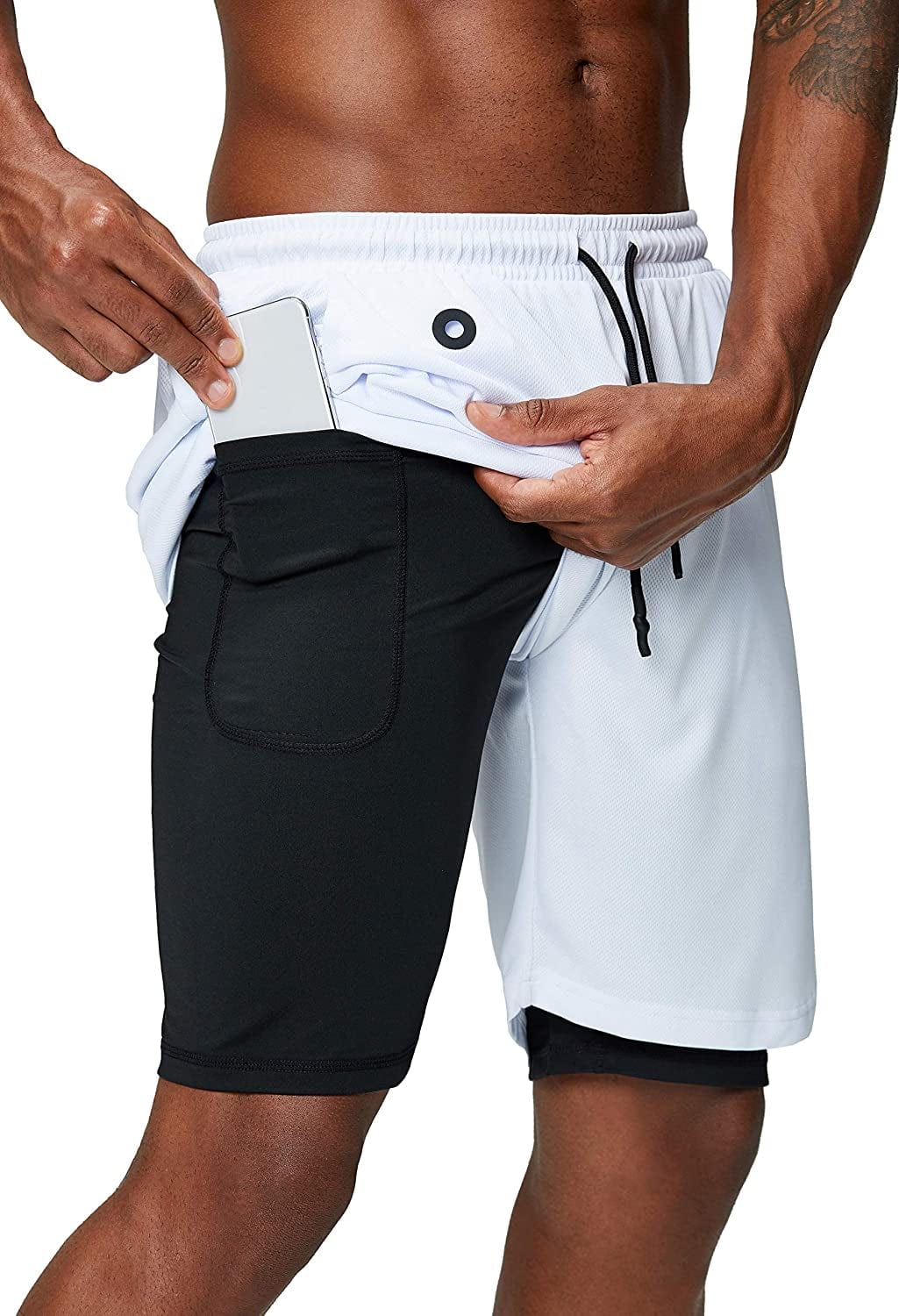Pinkbomb Men'S 2 in 1 Running Shorts Gym Workout Quick Dry Mens Shorts with Phone Pocket Animals & Pet Supplies > Pet Supplies > Dog Supplies > Dog Apparel Pinkbomb White XX-Large 