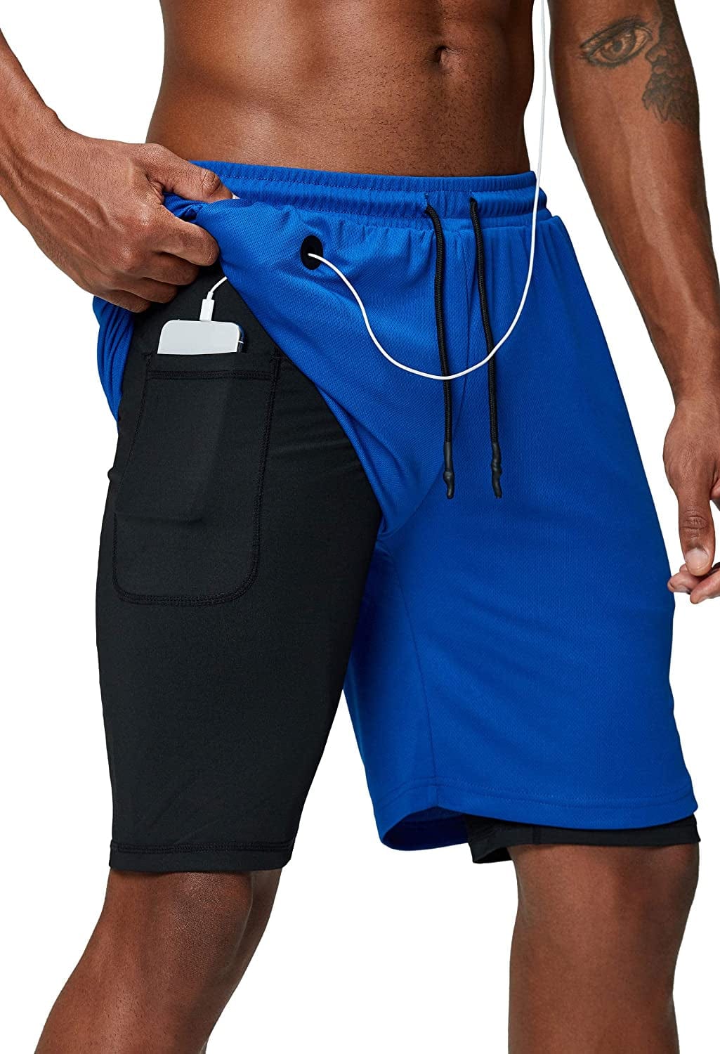 Pinkbomb Men'S 2 in 1 Running Shorts Gym Workout Quick Dry Mens Shorts with Phone Pocket Animals & Pet Supplies > Pet Supplies > Dog Supplies > Dog Apparel Pinkbomb Blue 3X-Large 