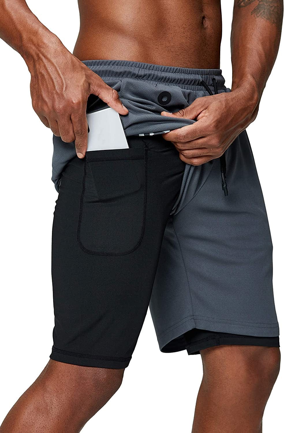 Pinkbomb Men'S 2 in 1 Running Shorts Gym Workout Quick Dry Mens Shorts with Phone Pocket Animals & Pet Supplies > Pet Supplies > Dog Supplies > Dog Apparel Pinkbomb Grey XX-Large 
