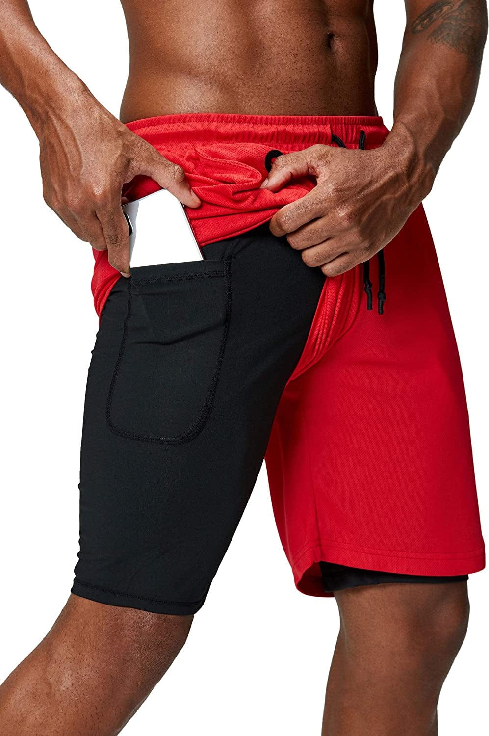 Pinkbomb Men'S 2 in 1 Running Shorts Gym Workout Quick Dry Mens Shorts with Phone Pocket Animals & Pet Supplies > Pet Supplies > Dog Supplies > Dog Apparel Pinkbomb Red 3X-Large 