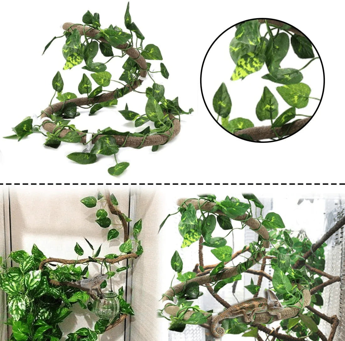 PINVNBY Bearded Dragon Tank Accessories,Reptile Habitat Hammock,Lizard Lounger Climbing Decor,Natural Seagrass Fibers Jungle Bendable Vines Leaves for Chameleon Hermit Crabs Gecko or Snakes(4Pcs) Animals & Pet Supplies > Pet Supplies > Reptile & Amphibian Supplies > Reptile & Amphibian Habitats PINVNBY   
