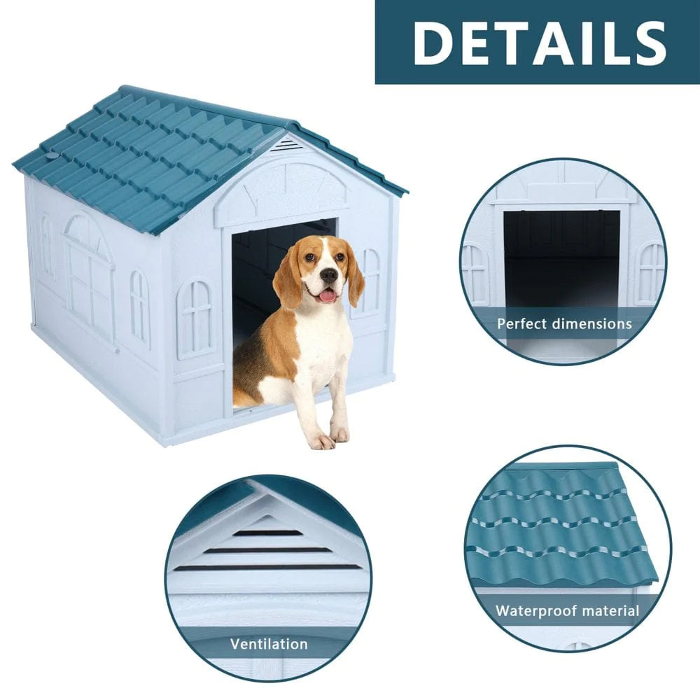 Plastic Dog House - Water Resistant Dog Kennel for Small to Medium Sized Dogs All Weather Indoor Outdoor Doghouse Puppy Shelter Animals & Pet Supplies > Pet Supplies > Dog Supplies > Dog Houses VIITION   