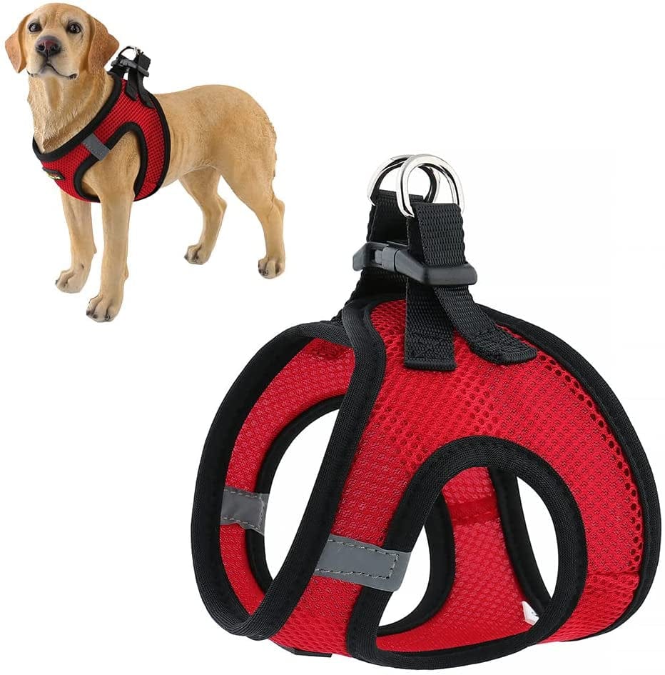 Plutus Pet Step-In Dog Harness, Adjustable Reflective Soft Dog Harness, Breathable Dog Vest Harness for Cats Puppy and Small Medium Dogs(M, Red) Animals & Pet Supplies > Pet Supplies > Dog Supplies > Dog Apparel PLUTUS PET Red L(chest: 16.9"-18.5") 