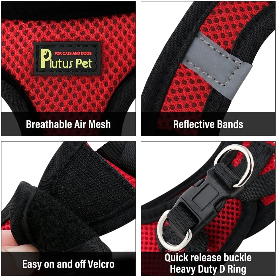 Plutus Pet Step-In Dog Harness, Adjustable Reflective Soft Dog Harness, Breathable Dog Vest Harness for Cats Puppy and Small Medium Dogs(M, Red) Animals & Pet Supplies > Pet Supplies > Dog Supplies > Dog Apparel PLUTUS PET   