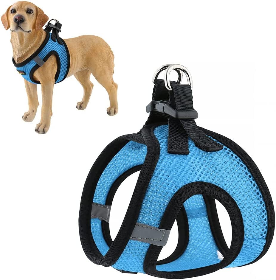 Plutus Pet Step-In Dog Harness, Adjustable Reflective Soft Dog Harness, Breathable Dog Vest Harness for Cats Puppy and Small Medium Dogs(M, Red) Animals & Pet Supplies > Pet Supplies > Dog Supplies > Dog Apparel PLUTUS PET Blue L(chest: 16.9"-18.5") 