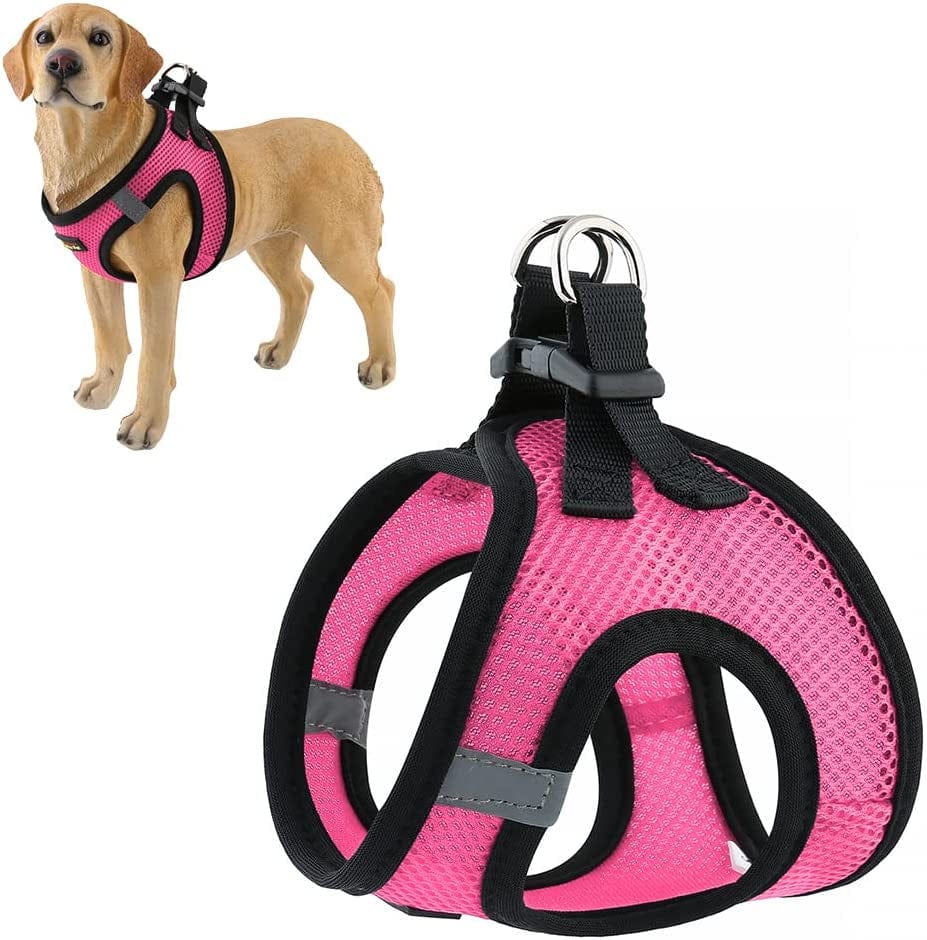 Plutus Pet Step-In Dog Harness, Adjustable Reflective Soft Dog Harness, Breathable Dog Vest Harness for Cats Puppy and Small Medium Dogs(M, Red) Animals & Pet Supplies > Pet Supplies > Dog Supplies > Dog Apparel PLUTUS PET Pink L(chest: 16.9"-18.5") 