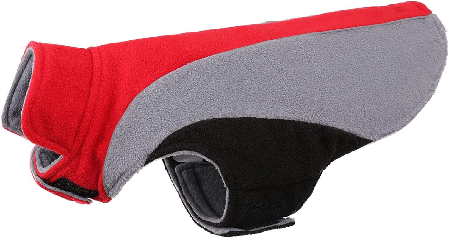 Polar Fleece Dog Jacket, Apparel for Cold Weather, Reversible Soft Warm Coat with Leash Hole, Safety Reflective Strap Adjustable Hook and Loop Puppy Clothes for Small Medium Large Pet (XS-3XL) Animals & Pet Supplies > Pet Supplies > Dog Supplies > Dog Apparel LeLePet Red Large 