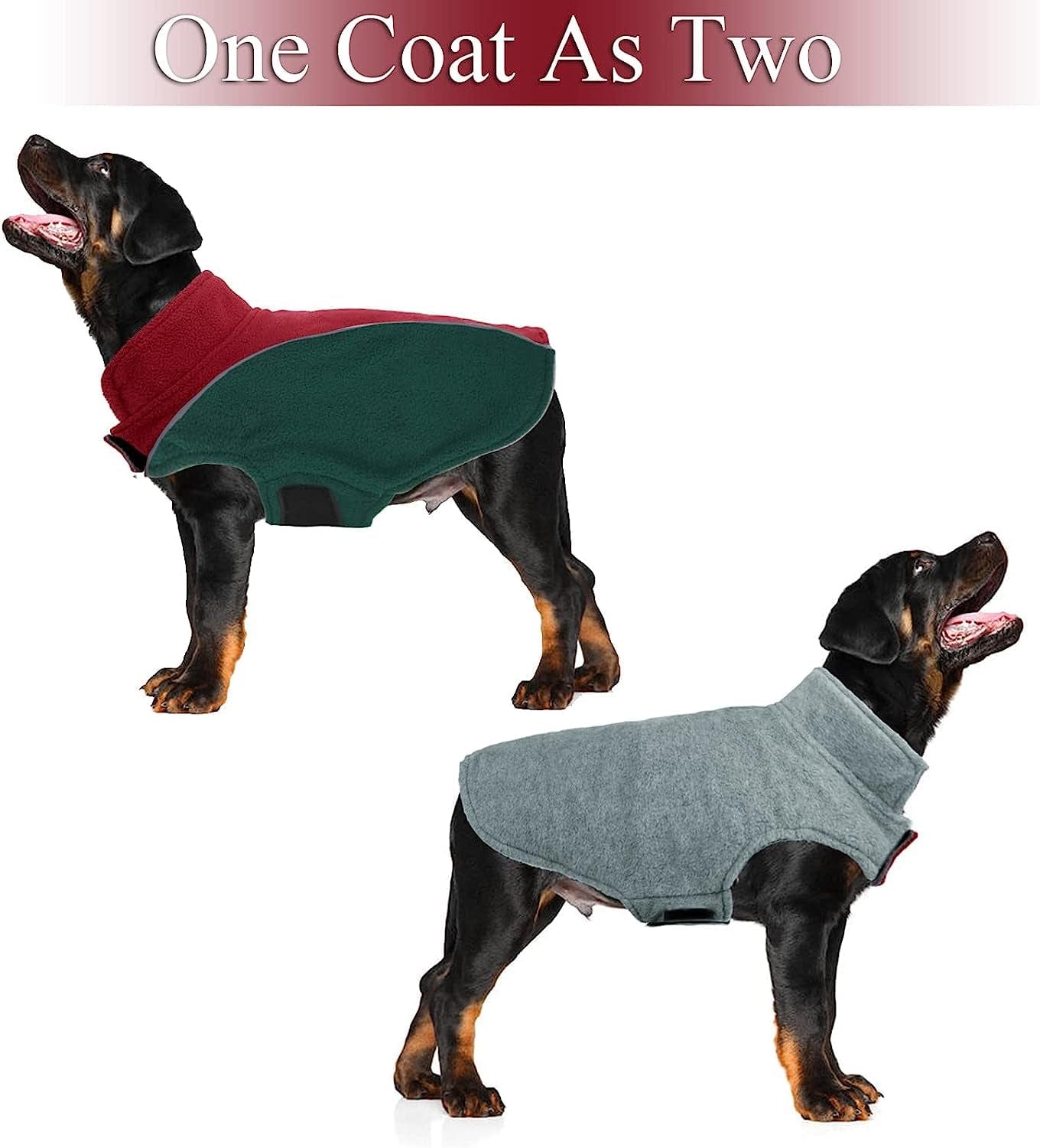 Polar Fleece Dog Jacket, Apparel for Cold Weather, Reversible Soft Warm Coat with Leash Hole, Safety Reflective Strap Adjustable Hook and Loop Puppy Clothes for Small Medium Large Pet (XS-3XL) Animals & Pet Supplies > Pet Supplies > Dog Supplies > Dog Apparel LeLePet   