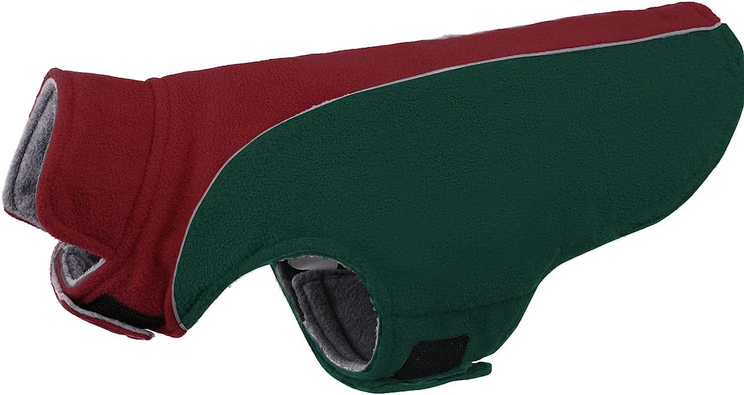 Polar Fleece Dog Jacket, Apparel for Cold Weather, Reversible Soft Warm Coat with Leash Hole, Safety Reflective Strap Adjustable Hook and Loop Puppy Clothes for Small Medium Large Pet (XS-3XL) Animals & Pet Supplies > Pet Supplies > Dog Supplies > Dog Apparel LeLePet Dark Green Large 