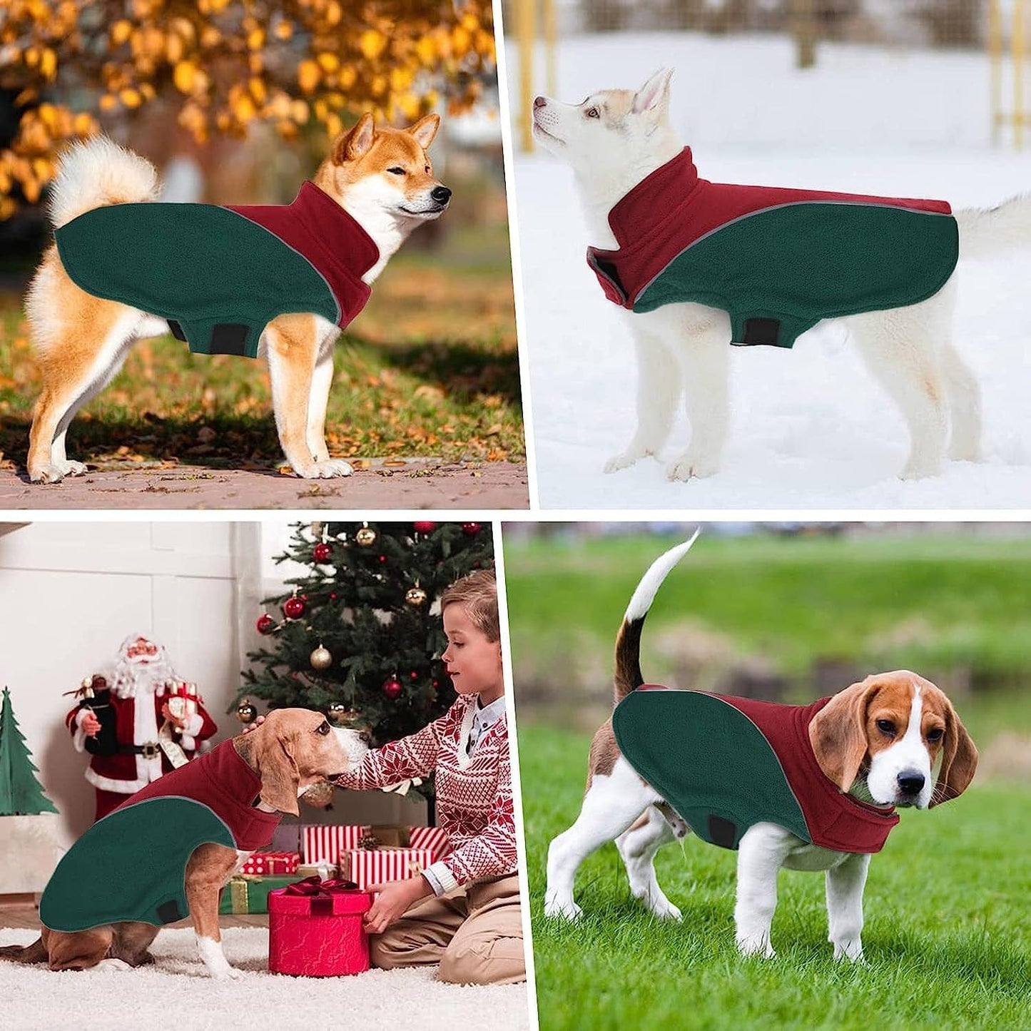 Polar Fleece Dog Jacket, Apparel for Cold Weather, Reversible Soft Warm Coat with Leash Hole, Safety Reflective Strap Adjustable Hook and Loop Puppy Clothes for Small Medium Large Pet (XS-3XL) Animals & Pet Supplies > Pet Supplies > Dog Supplies > Dog Apparel LeLePet   