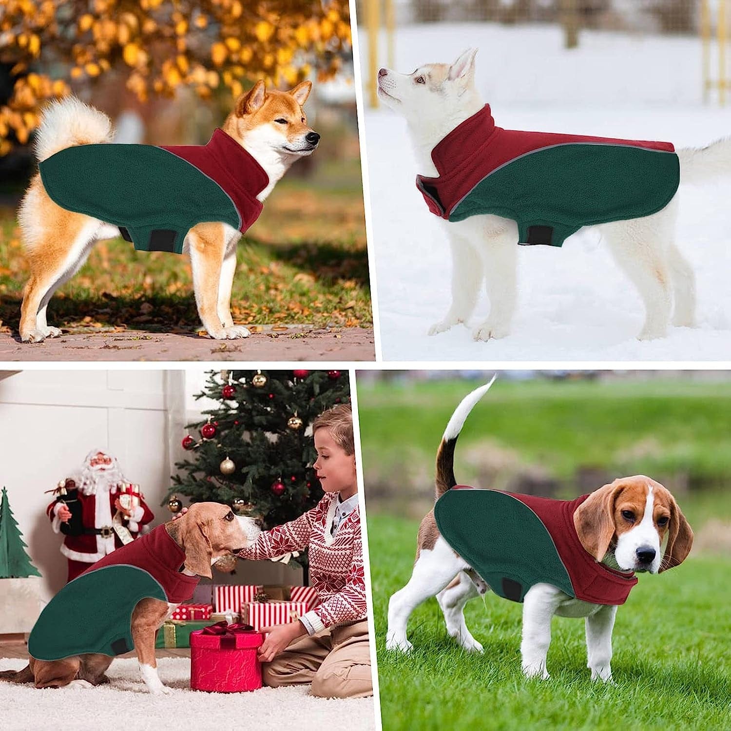 Polar Fleece Dog Jacket, Apparel for Cold Weather, Reversible Soft Warm Coat with Leash Hole, Safety Reflective Strap Adjustable Hook and Loop Puppy Clothes for Small Medium Large Pet (XS-3XL) Animals & Pet Supplies > Pet Supplies > Dog Supplies > Dog Apparel LeLePet   