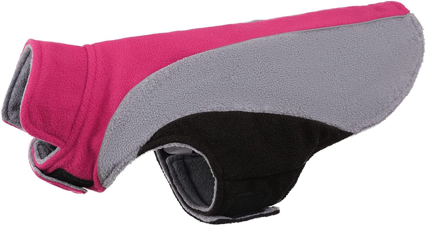 Polar Fleece Dog Jacket, Apparel for Cold Weather, Reversible Soft Warm Coat with Leash Hole, Safety Reflective Strap Adjustable Hook and Loop Puppy Clothes for Small Medium Large Pet (XS-3XL) Animals & Pet Supplies > Pet Supplies > Dog Supplies > Dog Apparel LeLePet Rose Red Large 