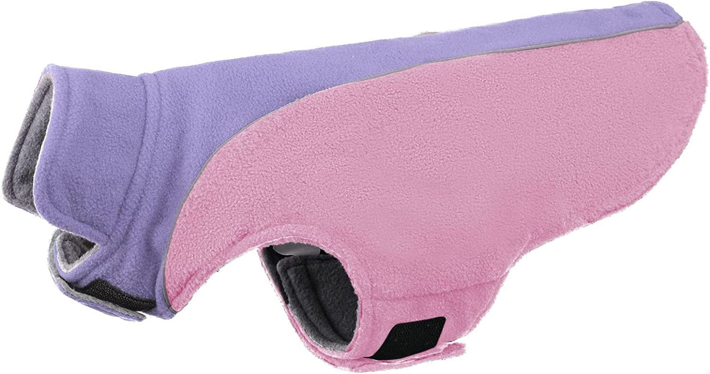 Polar Fleece Dog Jacket, Apparel for Cold Weather, Reversible Soft Warm Coat with Leash Hole, Safety Reflective Strap Adjustable Hook and Loop Puppy Clothes for Small Medium Large Pet (XS-3XL) Animals & Pet Supplies > Pet Supplies > Dog Supplies > Dog Apparel LeLePet Pink Large 