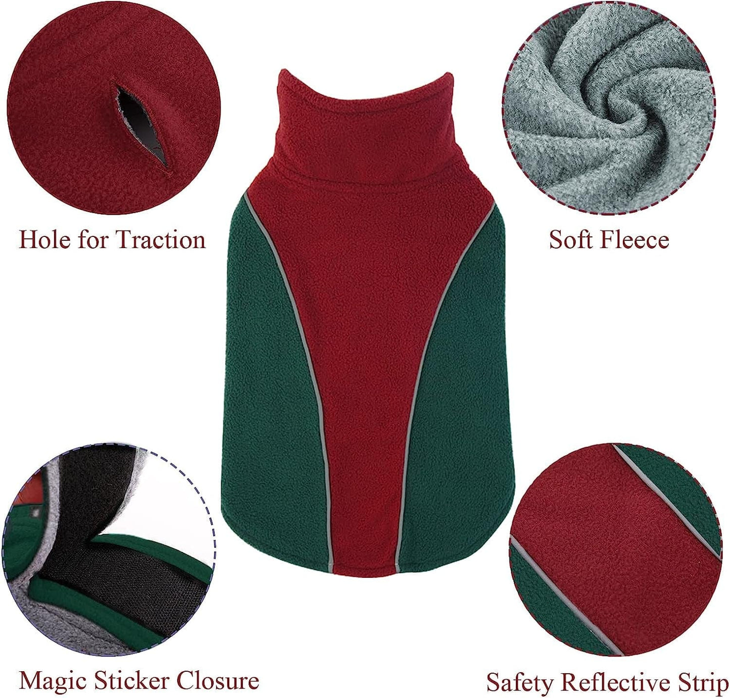 Polar Fleece Dog Jacket, Apparel for Cold Weather, Reversible Soft Warm Coat with Leash Hole, Safety Reflective Strap Adjustable Hook and Loop Puppy Clothes for Small Medium Large Pet (XS-3XL) Animals & Pet Supplies > Pet Supplies > Dog Supplies > Dog Apparel LeLePet   