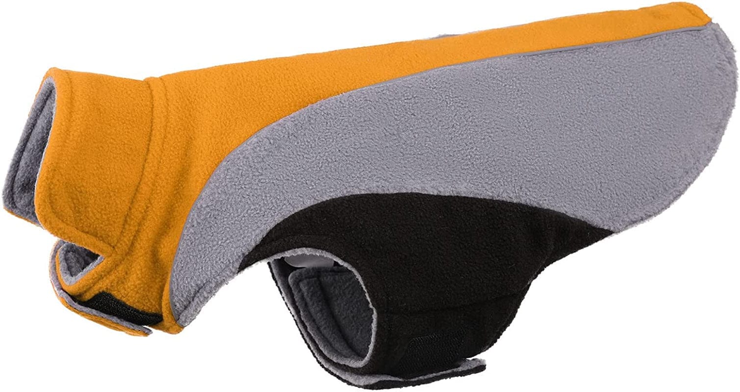 Polar Fleece Dog Jacket, Apparel for Cold Weather, Reversible Soft Warm Coat with Leash Hole, Safety Reflective Strap Adjustable Hook and Loop Puppy Clothes for Small Medium Large Pet (XS-3XL) Animals & Pet Supplies > Pet Supplies > Dog Supplies > Dog Apparel LeLePet Orange Small 