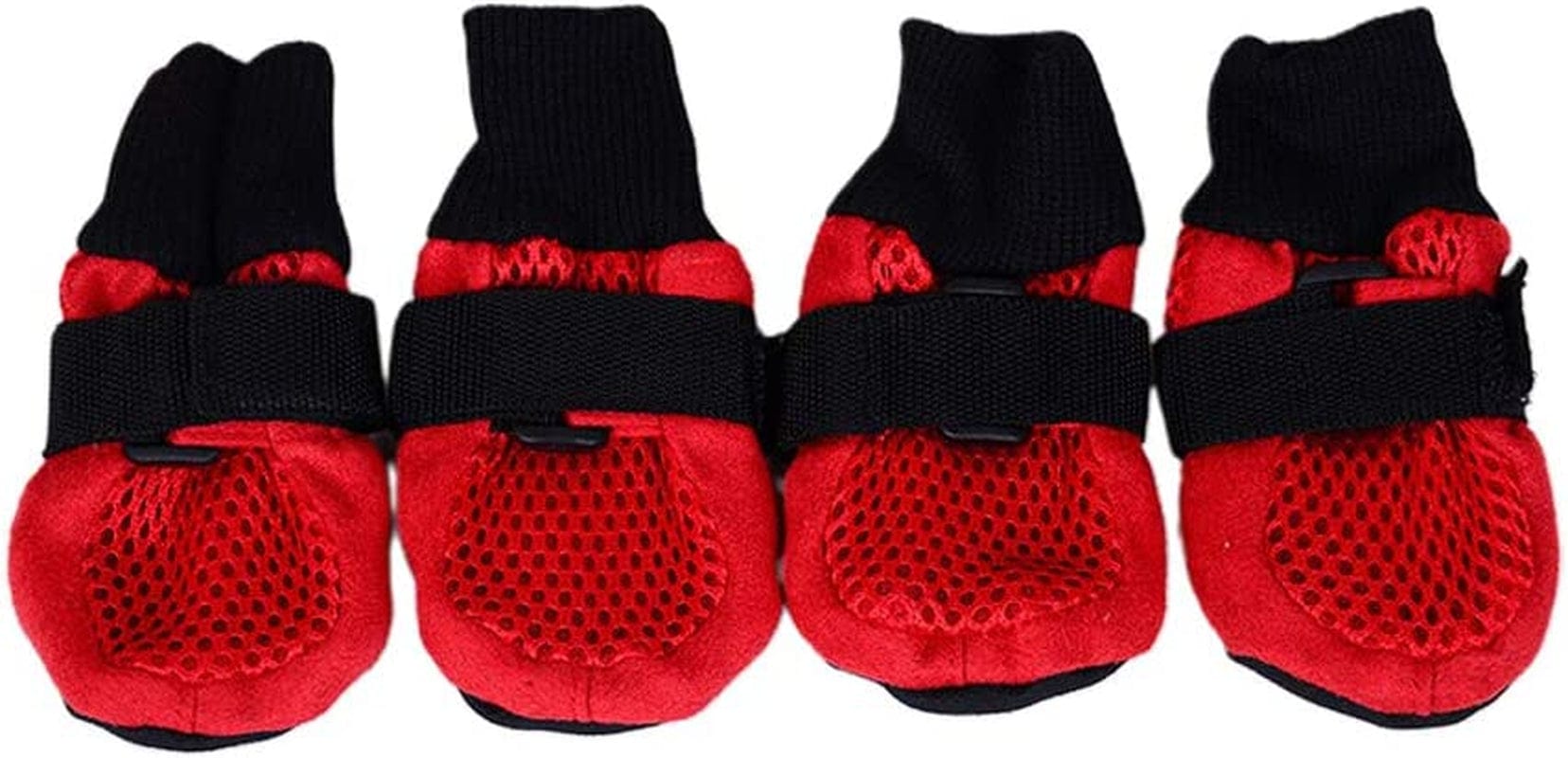 POPETPOP 1 Set of Cute Anti-Slip Dog Shoes - Breathable Mesh Dog Puppy Shoes Nonslip Soft Sole Dog Boots - Dogs Paw Protectors for Small Medium Large Dogs - Size L (Red) Animals & Pet Supplies > Pet Supplies > Dog Supplies > Dog Apparel POPETPOP Red L 