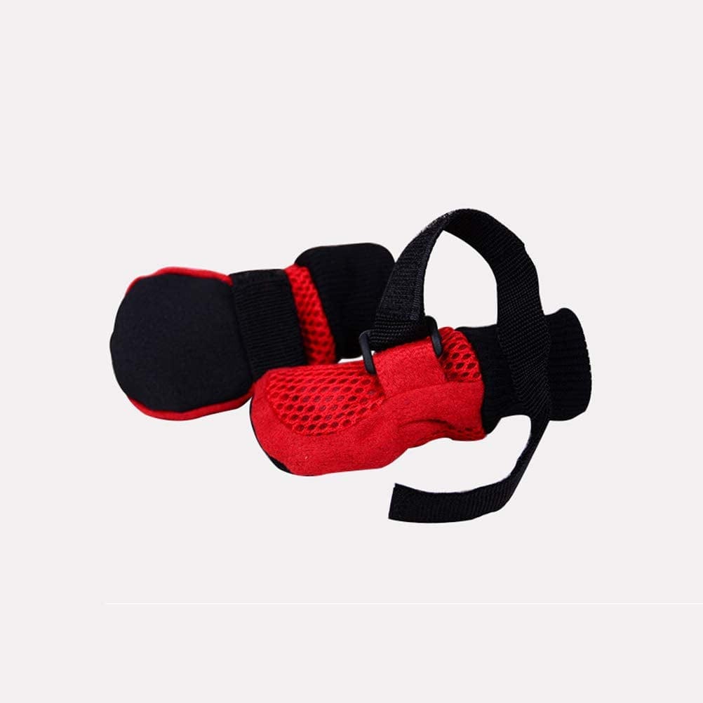 POPETPOP 1 Set of Cute Anti-Slip Dog Shoes - Breathable Mesh Dog Puppy Shoes Nonslip Soft Sole Dog Boots - Dogs Paw Protectors for Small Medium Large Dogs - Size L (Red) Animals & Pet Supplies > Pet Supplies > Dog Supplies > Dog Apparel POPETPOP   