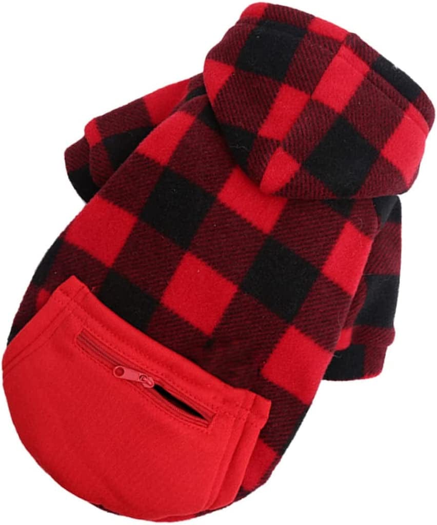 POPETPOP 1Pc Pet Coat Girl Hoodies Santa Vest Hooded Jacket Dog Red Sweater Dog Hoodie for Medium Dogs Dog Clothes Girl Dog Photography Prop Puppy Grid Pattern Costume Pet Clothing Red Grid Animals & Pet Supplies > Pet Supplies > Dog Supplies > Dog Apparel POPETPOP Red XL 