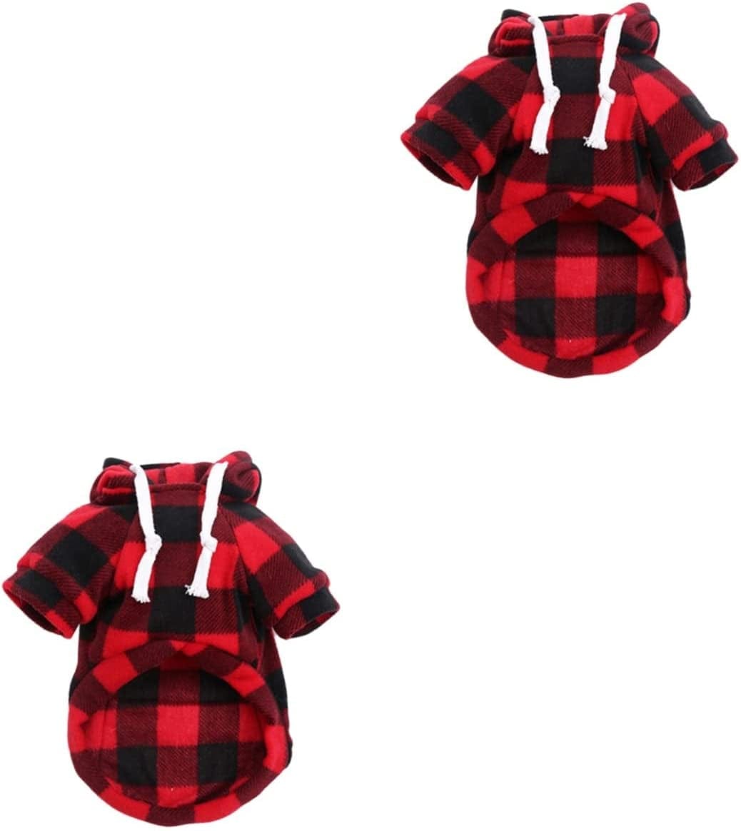 POPETPOP 1Pc Pet Coat Girl Hoodies Santa Vest Hooded Jacket Dog Red Sweater Dog Hoodie for Medium Dogs Dog Clothes Girl Dog Photography Prop Puppy Grid Pattern Costume Pet Clothing Red Grid Animals & Pet Supplies > Pet Supplies > Dog Supplies > Dog Apparel POPETPOP Redx2pcs Sx2pcs 