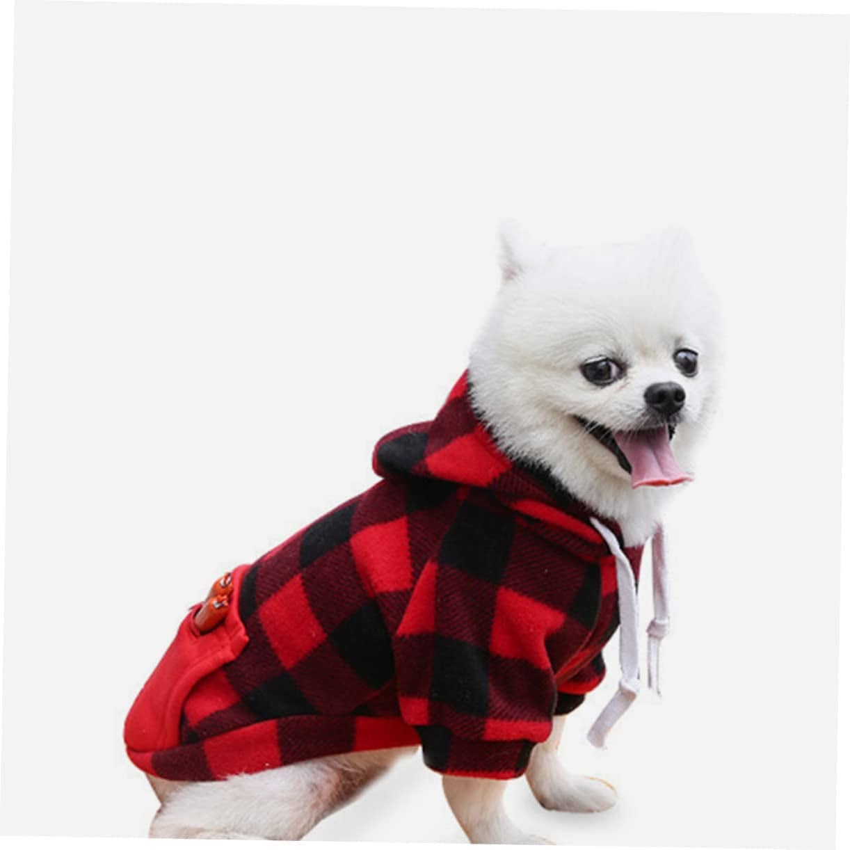 POPETPOP 1Pc Pet Coat Girl Hoodies Santa Vest Hooded Jacket Dog Red Sweater Dog Hoodie for Medium Dogs Dog Clothes Girl Dog Photography Prop Puppy Grid Pattern Costume Pet Clothing Red Grid Animals & Pet Supplies > Pet Supplies > Dog Supplies > Dog Apparel POPETPOP   