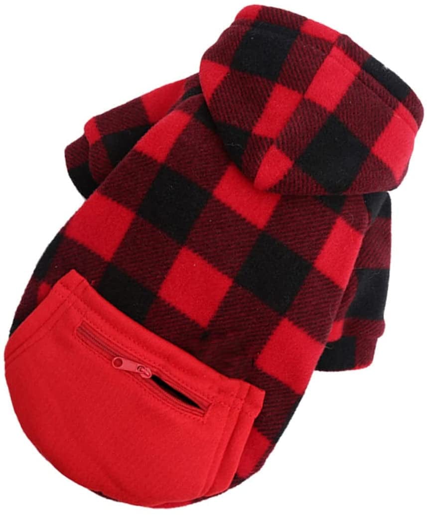 POPETPOP 1Pc Pet Coat Girl Hoodies Santa Vest Hooded Jacket Dog Red Sweater Dog Hoodie for Medium Dogs Dog Clothes Girl Dog Photography Prop Puppy Grid Pattern Costume Pet Clothing Red Grid Animals & Pet Supplies > Pet Supplies > Dog Supplies > Dog Apparel POPETPOP Red Medium 