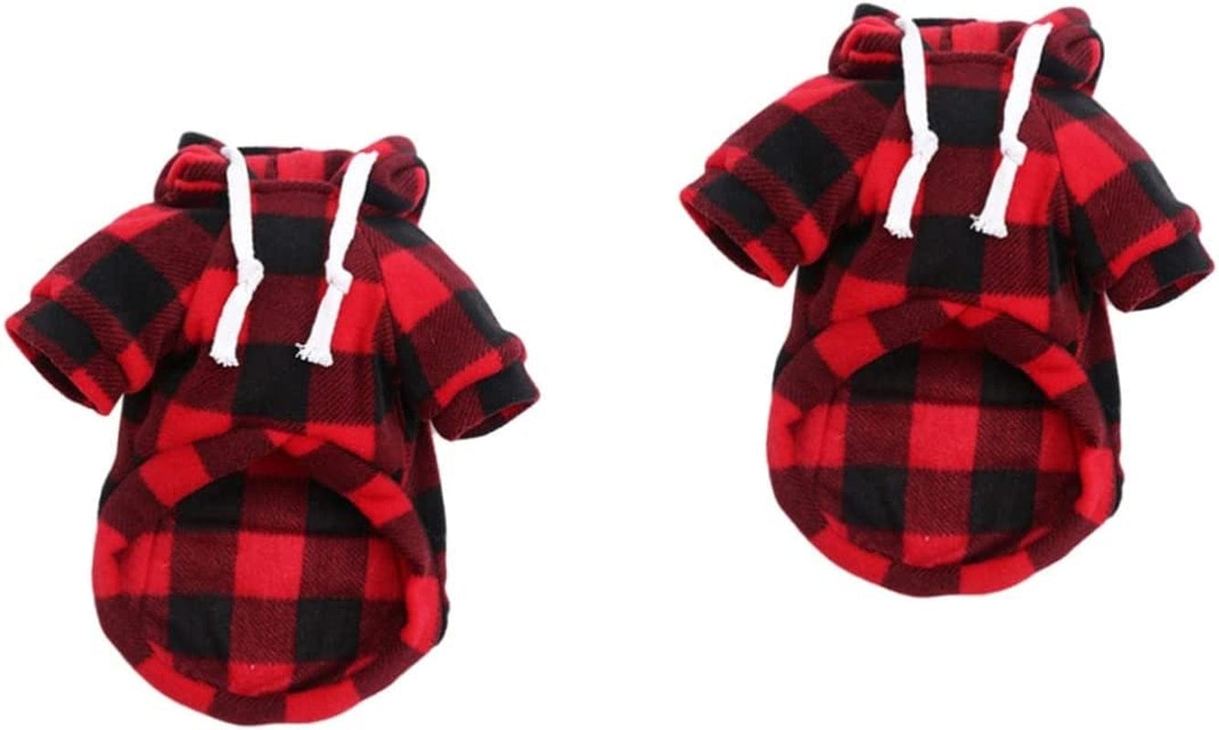 POPETPOP 1Pc Pet Coat Girl Hoodies Santa Vest Hooded Jacket Dog Red Sweater Dog Hoodie for Medium Dogs Dog Clothes Girl Dog Photography Prop Puppy Grid Pattern Costume Pet Clothing Red Grid Animals & Pet Supplies > Pet Supplies > Dog Supplies > Dog Apparel POPETPOP Redx2pcs XSx2pcs 