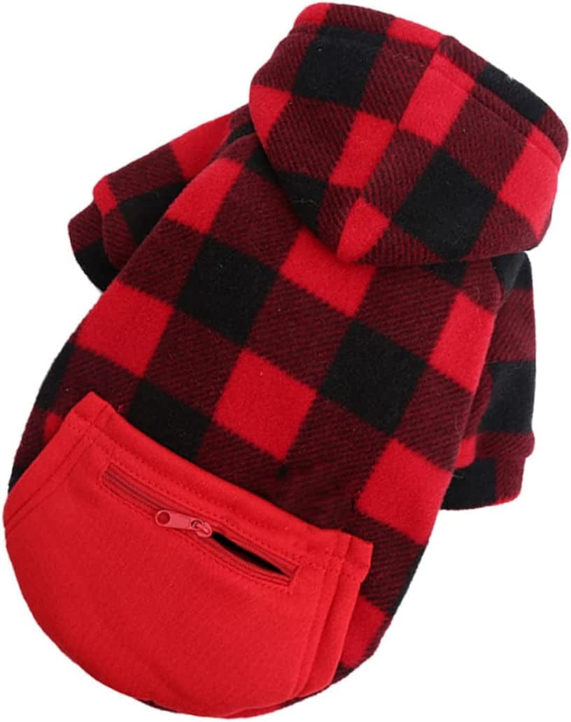 POPETPOP 1Pc Pet Coat Girl Hoodies Santa Vest Hooded Jacket Dog Red Sweater Dog Hoodie for Medium Dogs Dog Clothes Girl Dog Photography Prop Puppy Grid Pattern Costume Pet Clothing Red Grid Animals & Pet Supplies > Pet Supplies > Dog Supplies > Dog Apparel POPETPOP Red L 