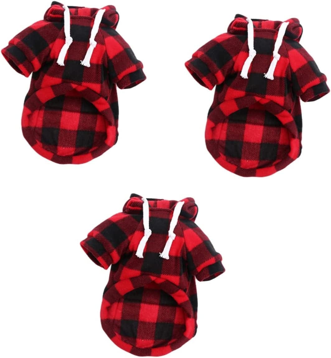 POPETPOP 1Pc Pet Coat Girl Hoodies Santa Vest Hooded Jacket Dog Red Sweater Dog Hoodie for Medium Dogs Dog Clothes Girl Dog Photography Prop Puppy Grid Pattern Costume Pet Clothing Red Grid Animals & Pet Supplies > Pet Supplies > Dog Supplies > Dog Apparel POPETPOP Redx3pcs XSx3pcs 