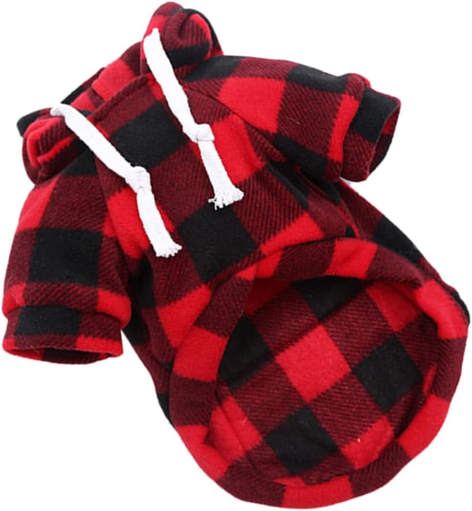 POPETPOP 1Pc Pet Coat Girl Hoodies Santa Vest Hooded Jacket Dog Red Sweater Dog Hoodie for Medium Dogs Dog Clothes Girl Dog Photography Prop Puppy Grid Pattern Costume Pet Clothing Red Grid Animals & Pet Supplies > Pet Supplies > Dog Supplies > Dog Apparel POPETPOP Red XS 