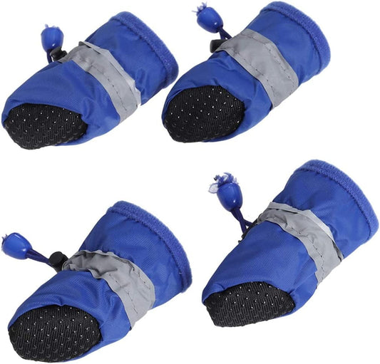 POPETPOP 4Pcs Waterproof Dog Shoes Pet Dog Paw Protector anti Slip All Seasons Pet Booties for Dogs Size S (Blue) Animals & Pet Supplies > Pet Supplies > Dog Supplies > Dog Apparel POPETPOP XS  