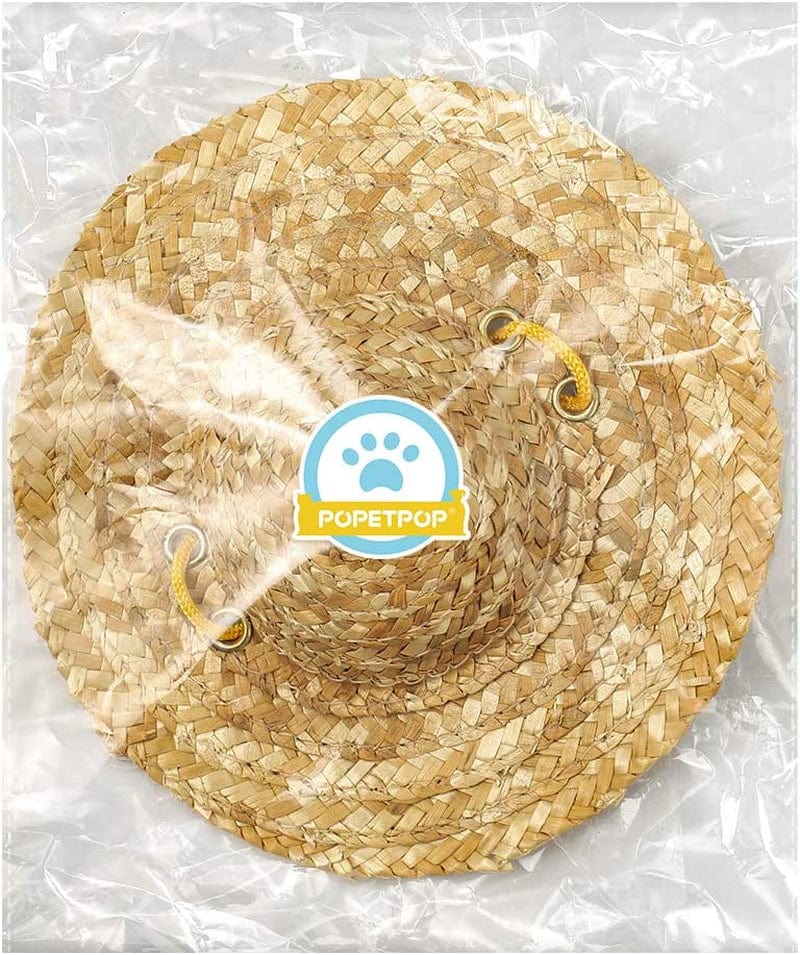 POPETPOP Pet Straw Hat Funny Mexican Sombrero Cap with Sunflower