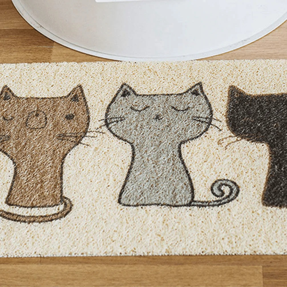 POPETPOP Durable Cat Litter Mat with Cartoon Cat Pattern - Washable Kitty Litter Box Mats - Soft PVC Rug Easy to Clean Non-Slip Litter Trapping Mat Animals & Pet Supplies > Pet Supplies > Cat Supplies > Cat Litter Box Mats POPETPOP   