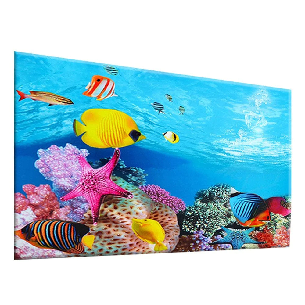 Poseidon Aquarium Background Poster Ocean Self-Adhesive Fish Tank Backdrop Sticker Decor