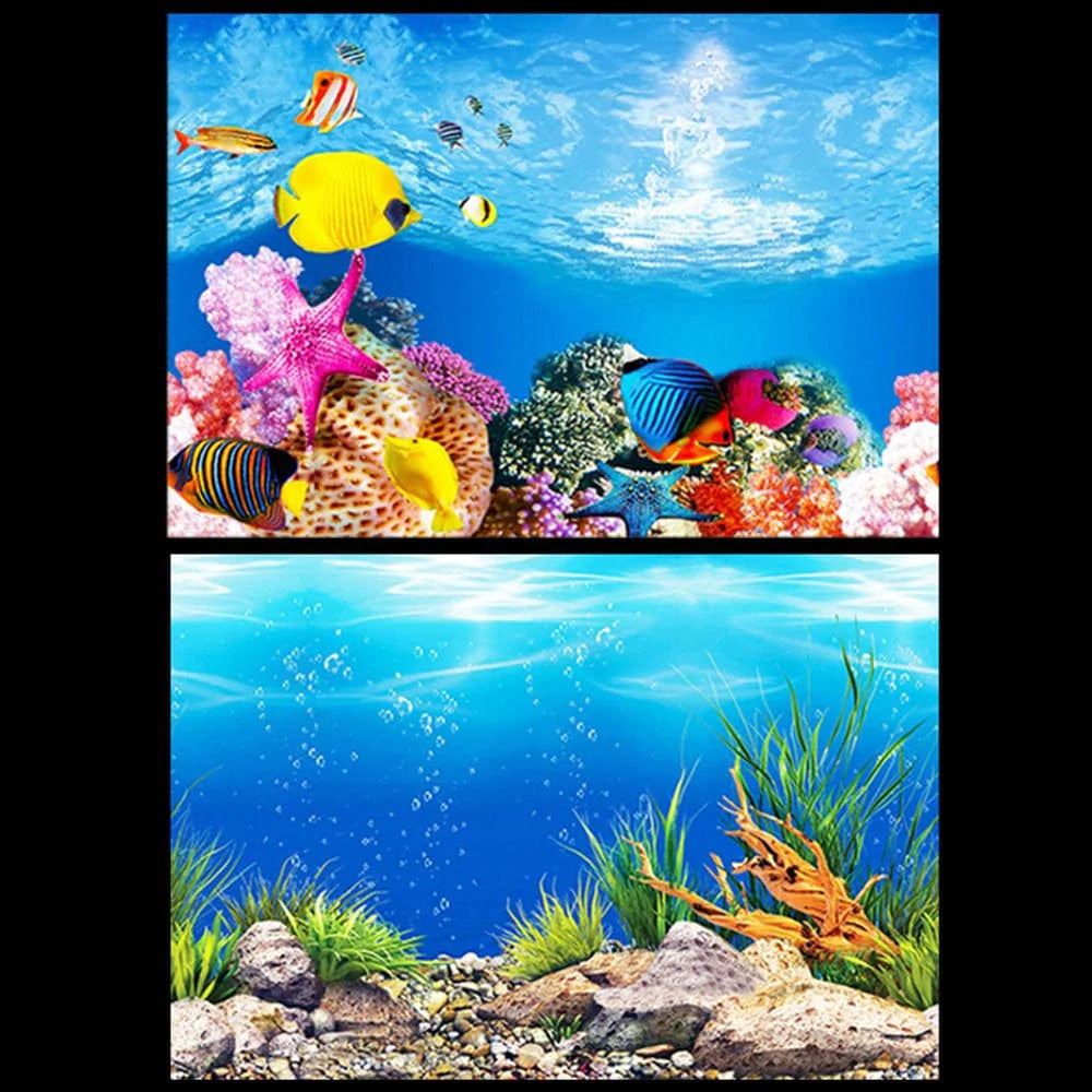 Poseidon Aquarium Background Poster Ocean Self-Adhesive Fish Tank Backdrop Sticker Decor