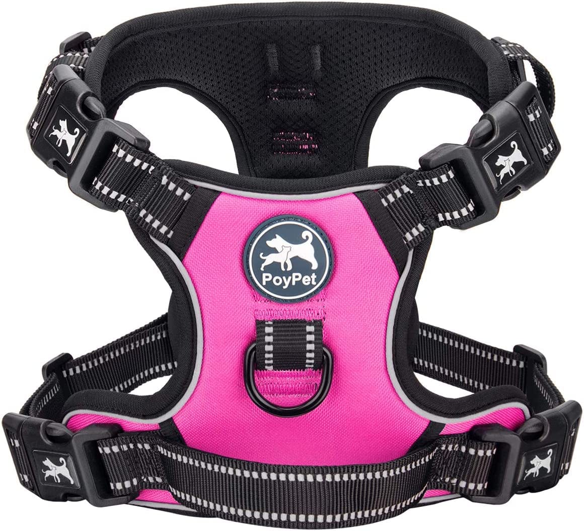 Poypet Dog Harness No Pull, Reflective with Front & Back 2 Leash Hooks and an Easy Control Handle Pet Harness for Puppy Small Dog, Adjustable Soft Padded Vest Harness(Blue,S) Animals & Pet Supplies > Pet Supplies > Dog Supplies > Dog Apparel PoyPet Pink S 