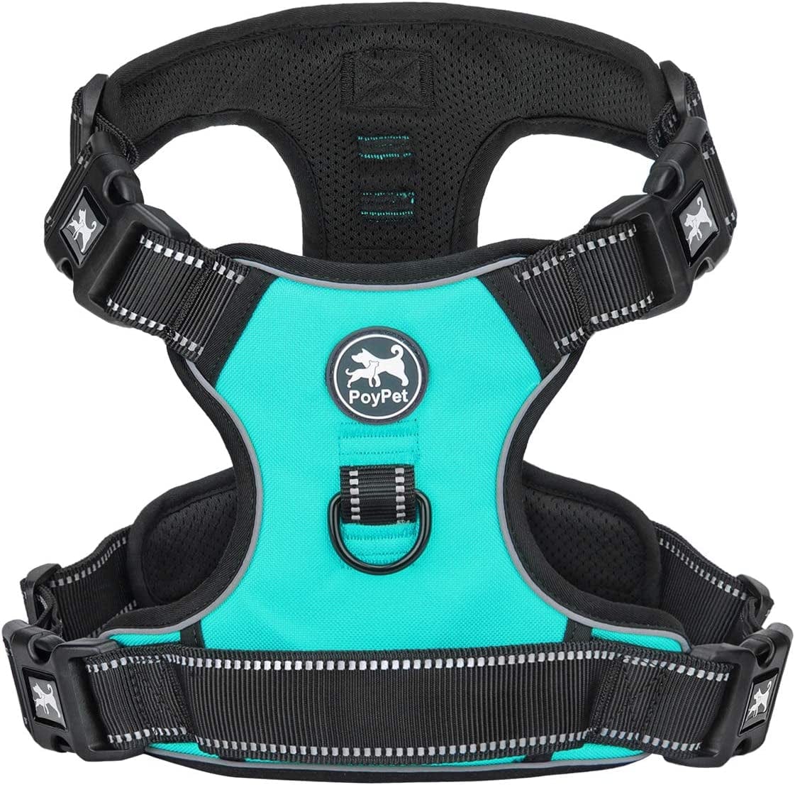 Poypet Dog Harness No Pull, Reflective with Front & Back 2 Leash Hooks and an Easy Control Handle Pet Harness for Puppy Small Dog, Adjustable Soft Padded Vest Harness(Blue,S) Animals & Pet Supplies > Pet Supplies > Dog Supplies > Dog Apparel PoyPet Mint Blue XL PLUS 