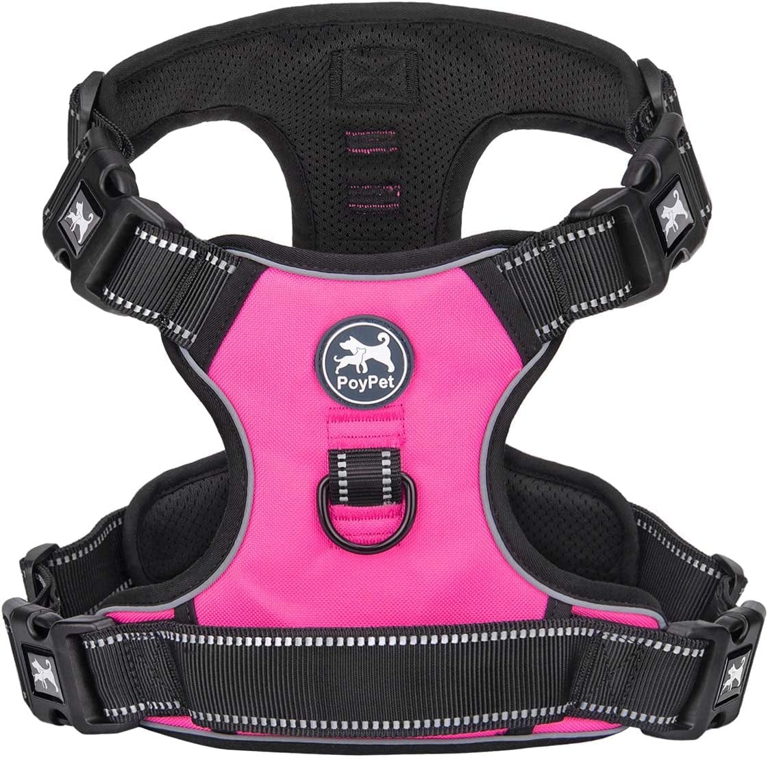 Poypet Dog Harness No Pull, Reflective with Front & Back 2 Leash Hooks and an Easy Control Handle Pet Harness for Puppy Small Dog, Adjustable Soft Padded Vest Harness(Blue,S) Animals & Pet Supplies > Pet Supplies > Dog Supplies > Dog Apparel PoyPet Pink XL PLUS 