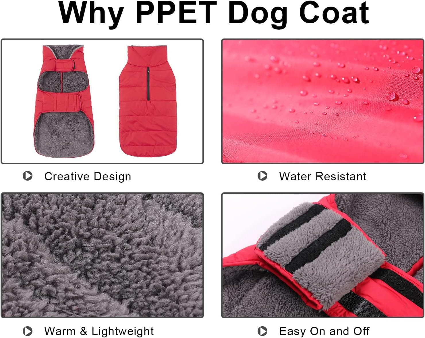 PPET Dog Cold Weather Coats Waterproof Windproof Winter Dog Jacket,Thick Padded Warm Coat Vest Blue Snowsuit Warm Dog Apparel for Small Medium Large Dogs with Furry Collar (Red, Xx-Large) Animals & Pet Supplies > Pet Supplies > Dog Supplies > Dog Apparel PPET   