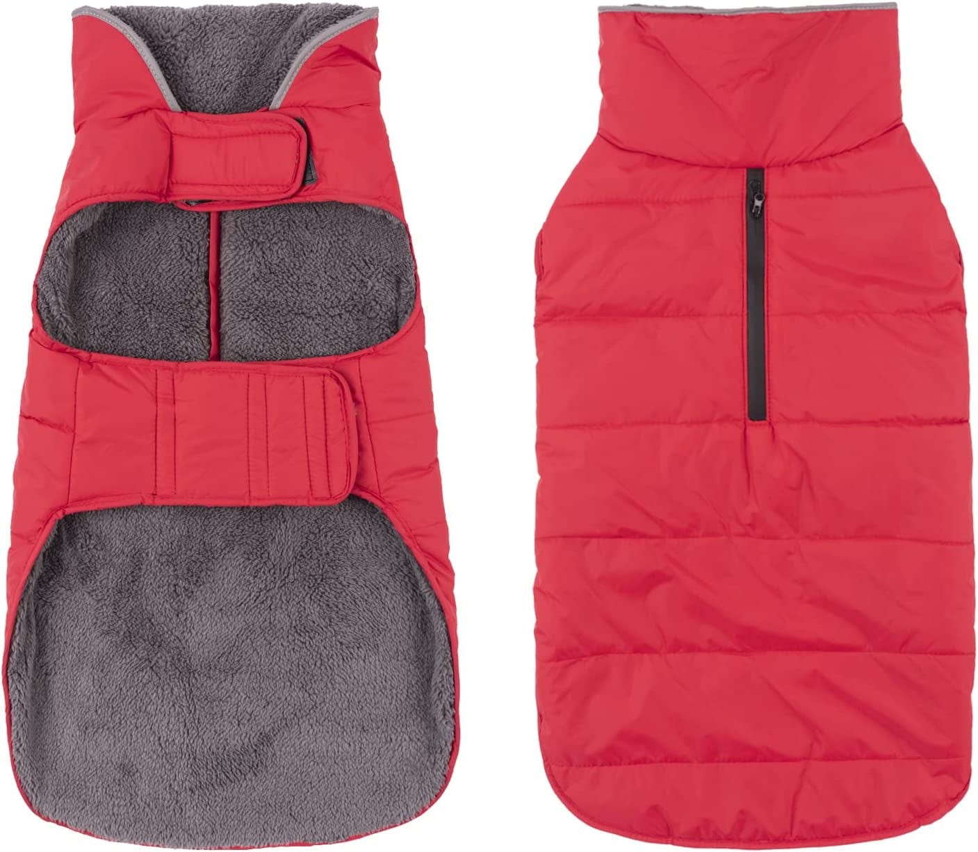 PPET Dog Cold Weather Coats Waterproof Windproof Winter Dog Jacket,Thick Padded Warm Coat Vest Blue Snowsuit Warm Dog Apparel for Small Medium Large Dogs with Furry Collar (Red, Xx-Large) Animals & Pet Supplies > Pet Supplies > Dog Supplies > Dog Apparel PPET   