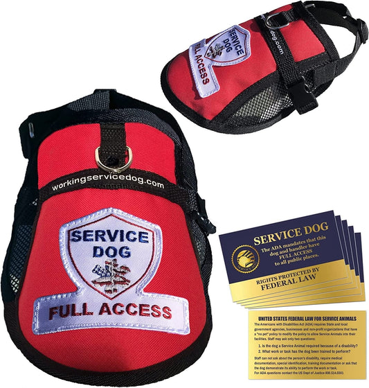 Premium Service Dog Mesh Full Access Vest - (18 - 22" Girth, Red) - Includes Five Service Dog Law Handout Cards Animals & Pet Supplies > Pet Supplies > Dog Supplies > Dog Apparel Working Service Dog RED Fits 14" - 17" Girth 