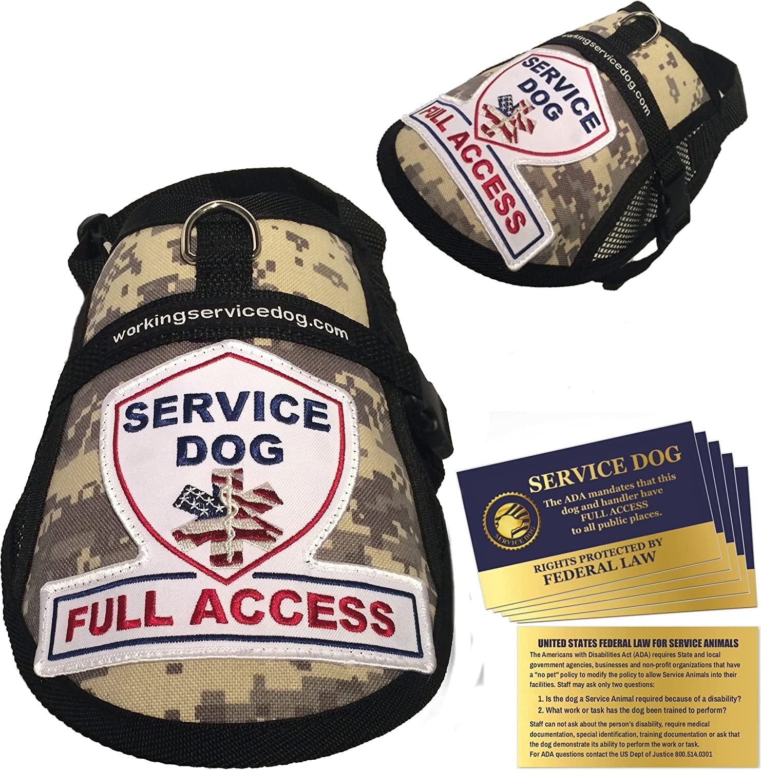 Premium Service Dog Mesh Full Access Vest - (18 - 22" Girth, Red) - Includes Five Service Dog Law Handout Cards Animals & Pet Supplies > Pet Supplies > Dog Supplies > Dog Apparel Working Service Dog Camouflage Fits 14" - 17" Girth 