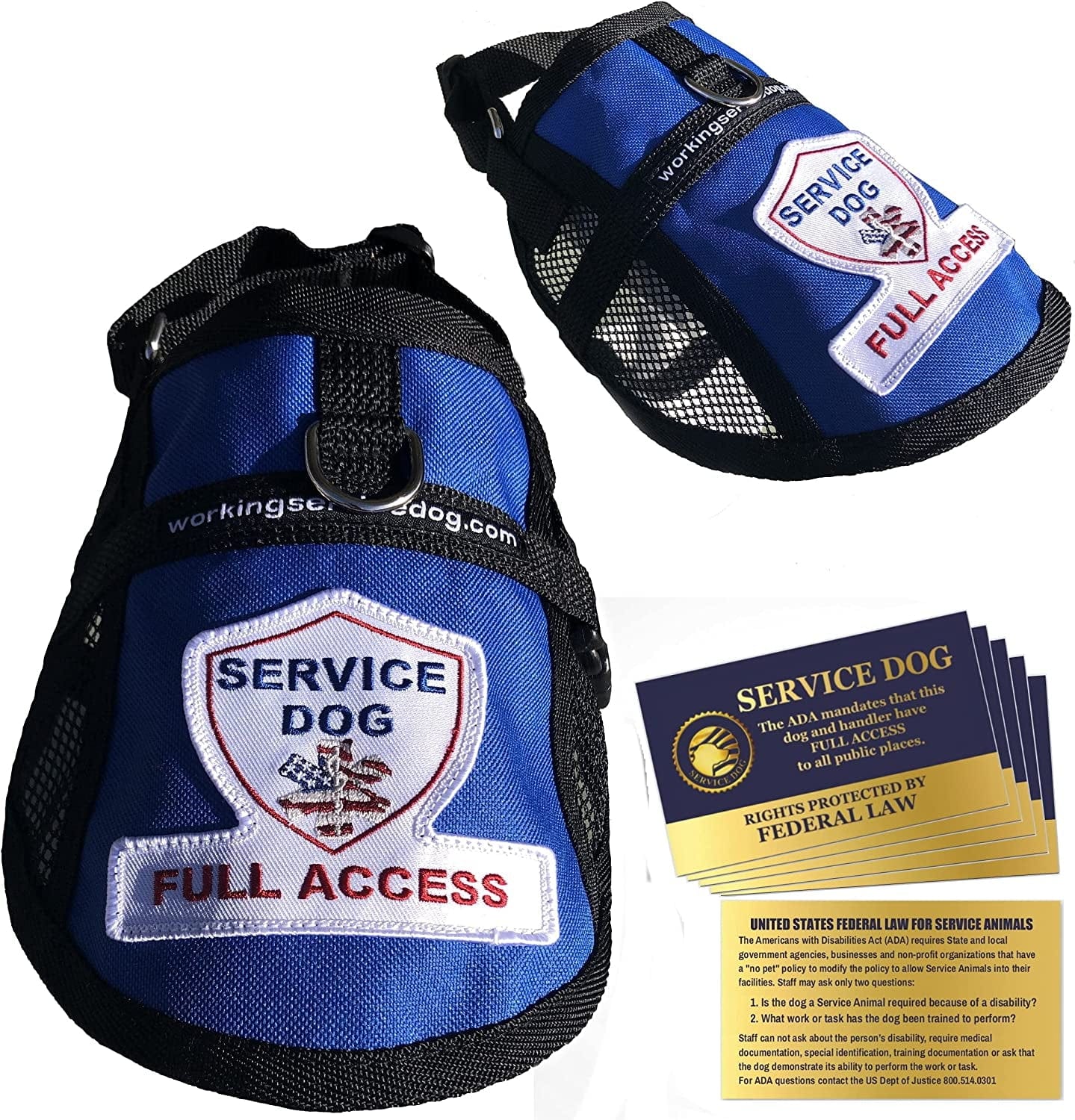 Premium Service Dog Mesh Full Access Vest - (18 - 22" Girth, Red) - Includes Five Service Dog Law Handout Cards Animals & Pet Supplies > Pet Supplies > Dog Supplies > Dog Apparel Working Service Dog BLUE Fits 14" - 17" Girth 