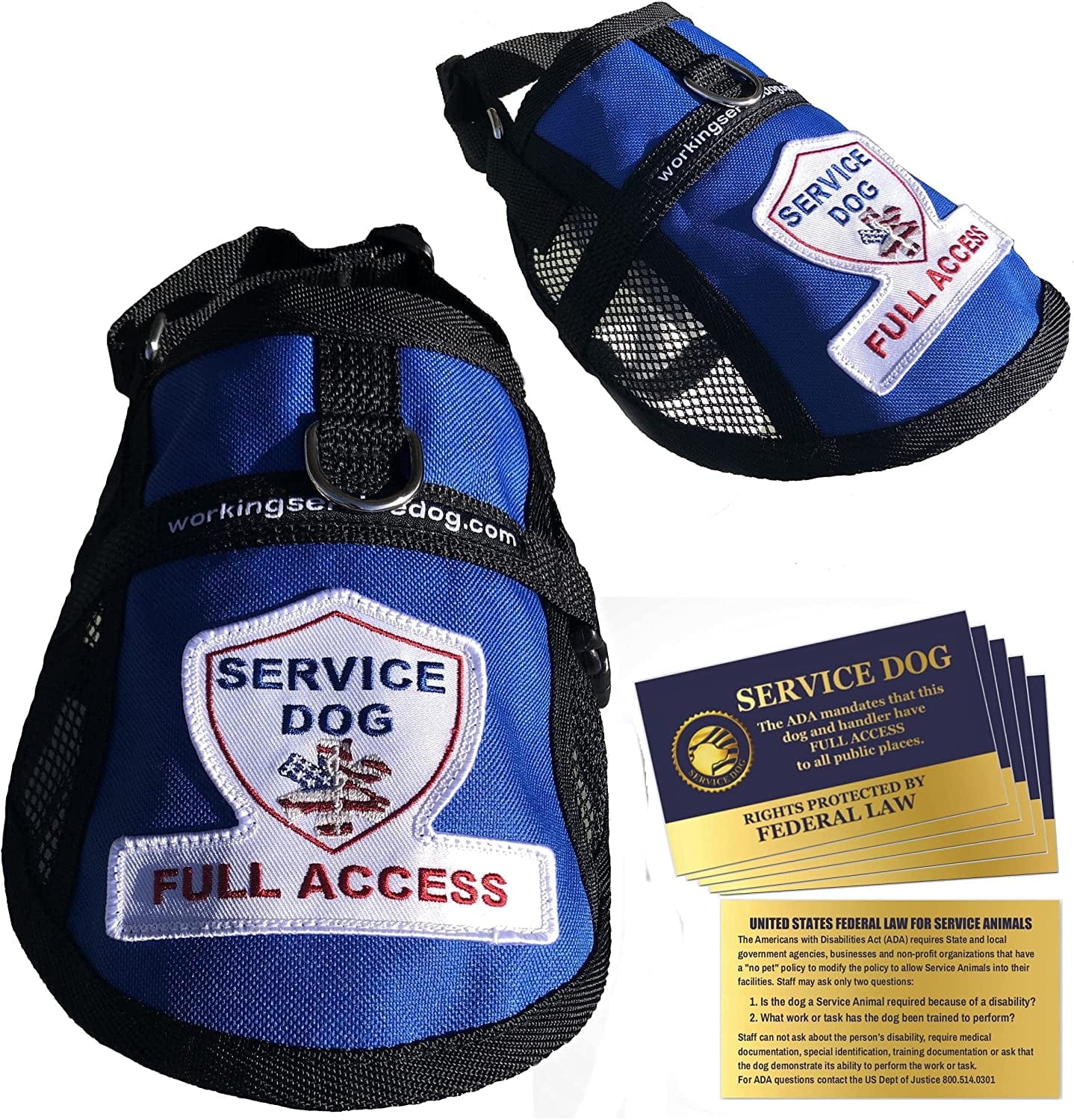 Premium Service Dog Mesh Full Access Vest - (18 - 22" Girth, Red) - Includes Five Service Dog Law Handout Cards Animals & Pet Supplies > Pet Supplies > Dog Supplies > Dog Apparel Working Service Dog BLUE Fits 32" - 36" Girth 