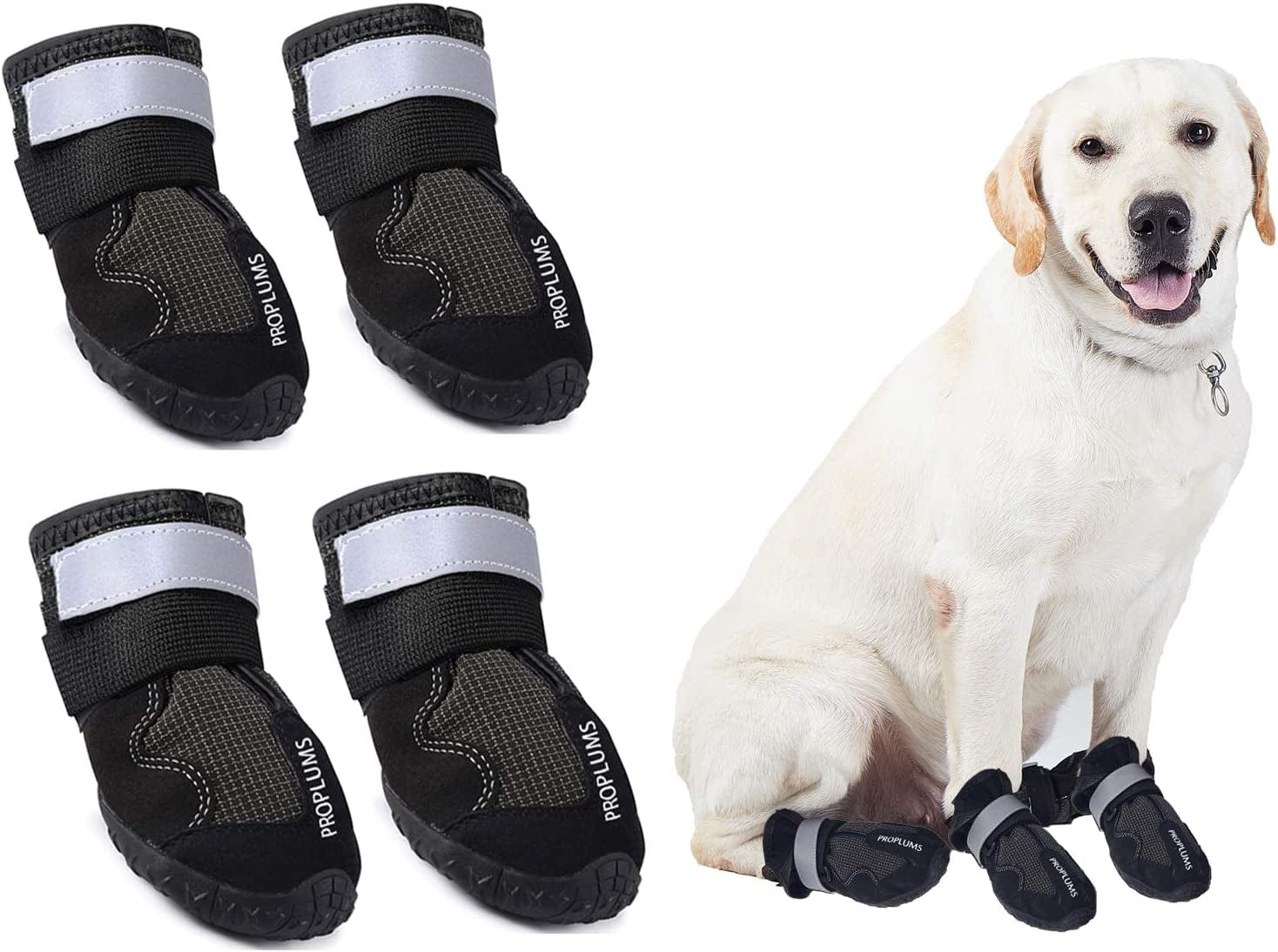 PROPLUMS Waterproof Dog Boots, Dog Hiking Shoes Protect the Paws from Injury, Suit for Labrador Husky and Other Medium Large Dogs, Grid Anti-Skid Design 4 Pcs (Size 8: 3.3"X2.9") … Animals & Pet Supplies > Pet Supplies > Dog Supplies > Dog Apparel Pro Plums 8: 3.3"x2.9"  